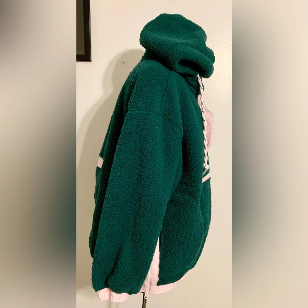 Sherpa oversized hoodie jacket frostbite fleece pullover 1/4 zip button up - Picture 12 of 16